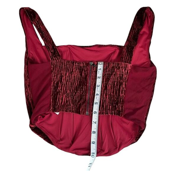 N By Naked Wardrobe Boned Plush Velvet Crop Tank In Wine Size XL NWT Zip Back - Picture 9 of 12